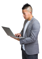 Asian businessman use of laptop computer