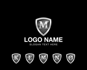 letter shield icon logo set k, l, m , n, o