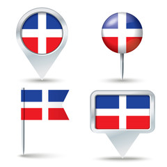 Obraz premium Map pins with flag of Dominican Republic