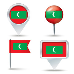 Map pins with flag of Maldives