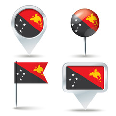 Map pins with flag of Papua New Guinea