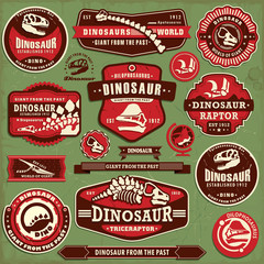 Vintage dinosaur label design set © Sze Wei Wong
