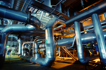 Industrial zone, Steel pipelines, valves and pumps