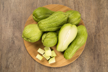 The chayote (Sechium edule) is a vegetable native to south ameri
