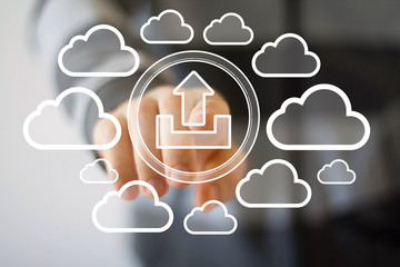 Business button upload connection online cloud network icon