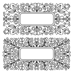 Vector linear frames. Floral pattern