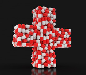 Cross from Pills. Image with clipping path