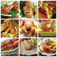 collage of various chicken products