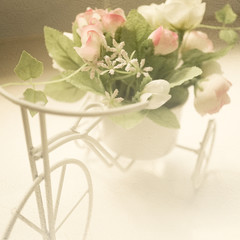 sweet color roses in soft and blur style on mulberry paper texture for background
