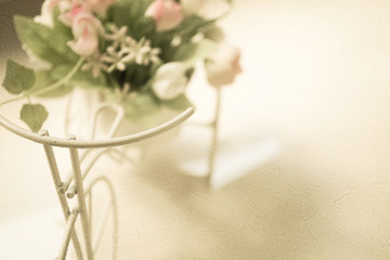 sweet color roses in soft and blur style on mulberry paper texture for background
