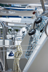 Winches and ropes, sailing yacht detail