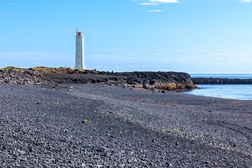 Obraz premium Lighthouse in West Iceland at sunny weather