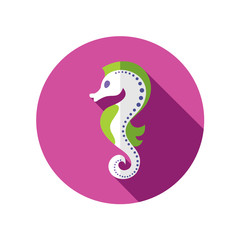 Sea Horse flat icon with long shadow