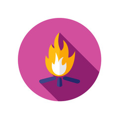 Bonfire flat icon with long shadow