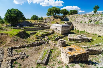Schapenvacht deken met patroon Rudnes The ruins of the legendary ancient city of Troy. Turkey