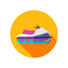 Jet Ski flat icon with long shadow