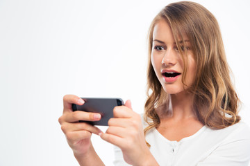 Fototapeta premium Female student using smartphone