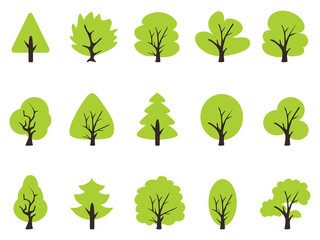 simple green tree icons set