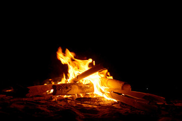 Fire flames on black background