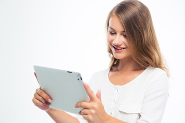Female student using tablet computer