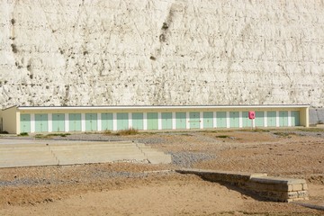 Beach huts at Rottingdean, Sussex, England