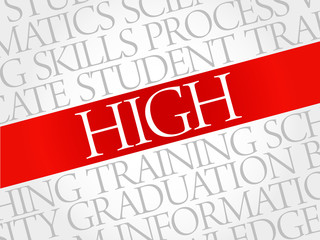 HIGH word cloud, education business concept