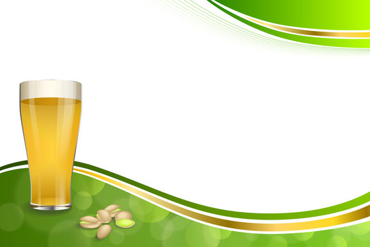 Background abstract green gold drink glass beer pistachios frame illustration vector