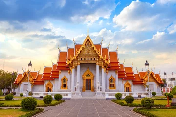 Fotobehang Wat Benchamabophit - the Marble Temple in Bangkok, Thailand © coward_lion