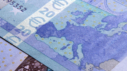 20 euro banknote, back side with europe map