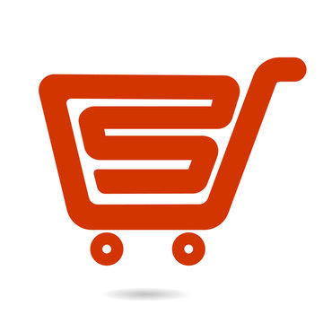 shopping cart symbol vector element design red