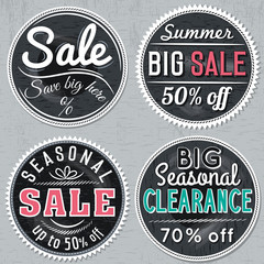 black round banners with sale offer, vector