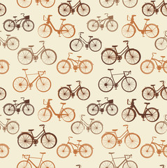 Fototapeta premium Seamless pattern with vintage bicycles