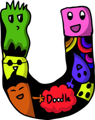 hand drawn alphabet doodle of illustration
