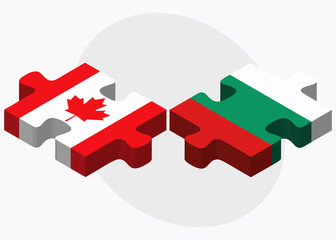 Canada and Bulgaria Flags in puzzle