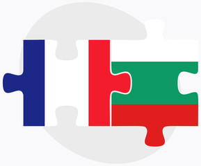France and Bulgaria Flags in puzzle