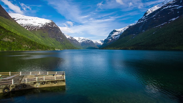Beautiful Nature Norway lake Lovatnet.