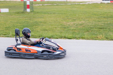 Woman driving a kart