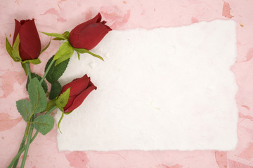 Blank paper with red rose