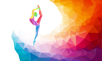 Creative silhouette of gymnastic girl. Fitness vector