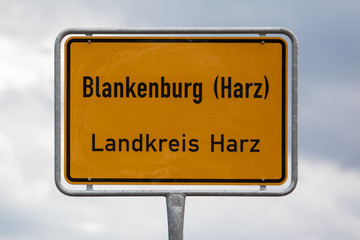 Ortseingangsschild Blankenburg Harz