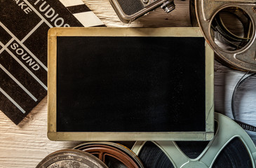 Retro film accessories with blank board
