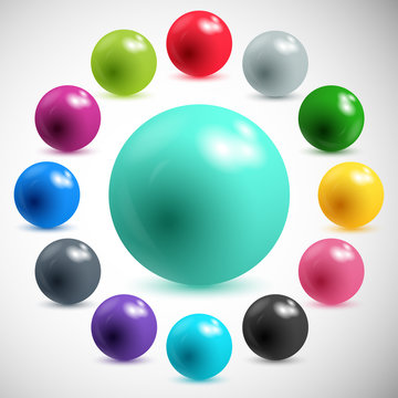 set abstract colored balls on a gray background. vector illustration eps10