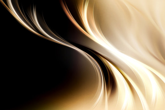 Fototapeta Gold Brown Fractal Waves Art Abstract Background