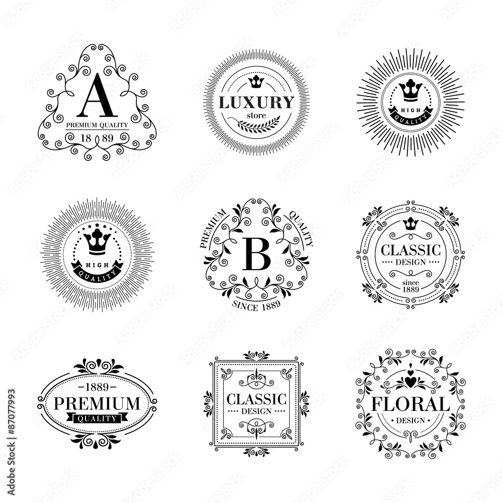 Wall mural Luxury logo template ornament labels set.