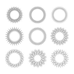 Set of sunburst symbols vector illustration.