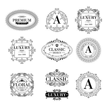Luxury logo template ornament labels set.