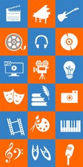 
set of icons dedicated to arts: painting, music, literature, ballet, theater and cinema.
