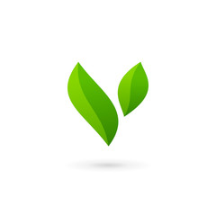 Letter V eco leaves logo icon design template elements
