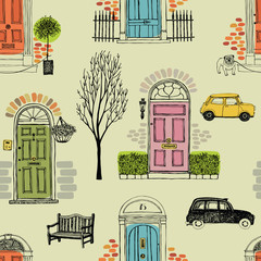Background with colored doors
