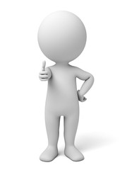 3d small people showing thumbs up. 3d image. Isolated white background.